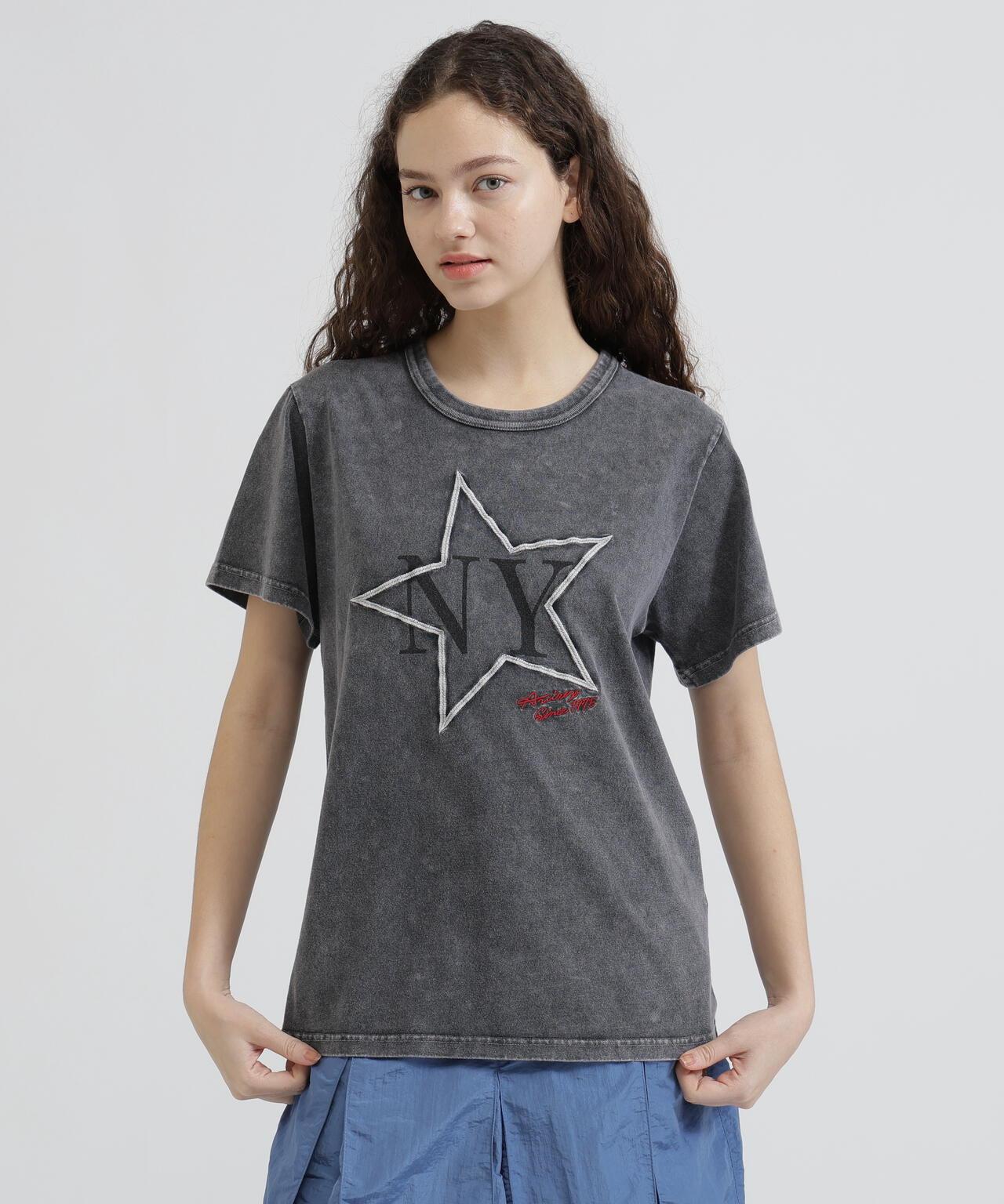 《WOMAN/直営店限定》 FADE WASH T‑SHIRT WITH STAR EMBROIDERY