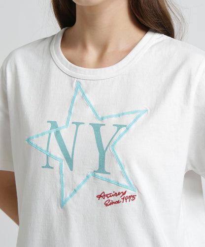 《WOMAN/直営店限定》 FADE WASH T‑SHIRT WITH STAR EMBROIDERY