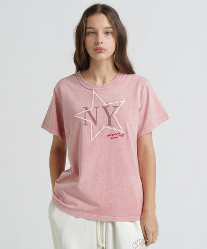 《WOMAN/直営店限定》 FADE WASH T‑SHIRT WITH STAR EMBROIDERY