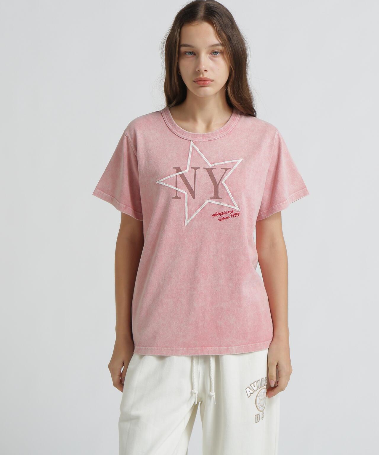 《WOMAN/直営店限定》 FADE WASH T‑SHIRT WITH STAR EMBROIDERY