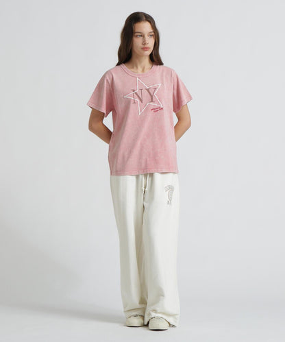 《WOMAN/直営店限定》 FADE WASH T‑SHIRT WITH STAR EMBROIDERY