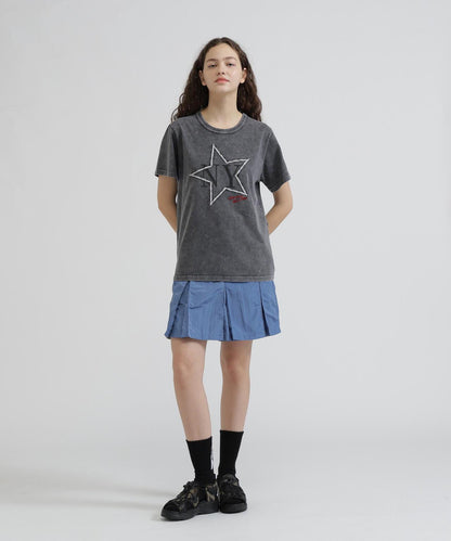 《WOMAN/直営店限定》 FADE WASH T‑SHIRT WITH STAR EMBROIDERY