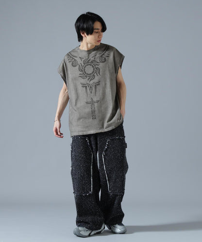 針刺工藝 雙膝設計 牛仔褲 NEEDLEPUNCH DENIM W-KNEE PANTS