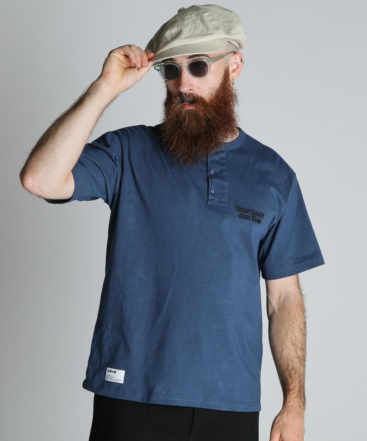 FINEST QUALITY BUILT TOUGH EMB. HENLEY T-SHIRT 刺繡 Henley T恤