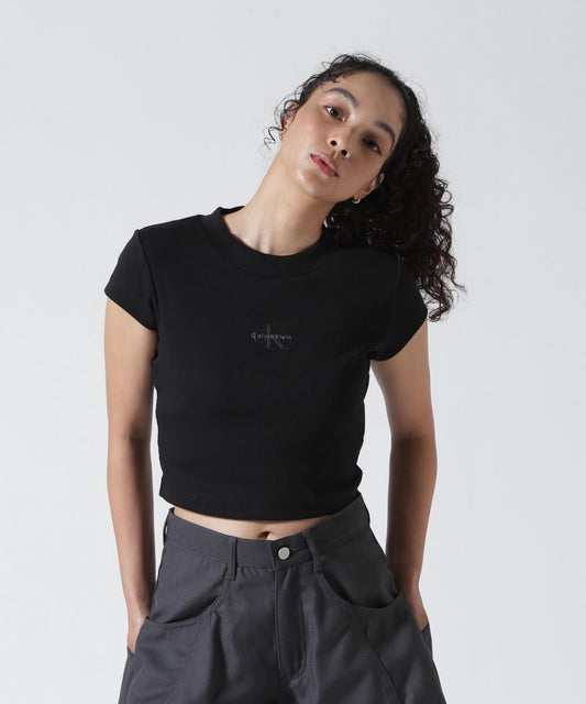 Calvin Klein MONOLOGO BABY TEE 字母印花短款T恤