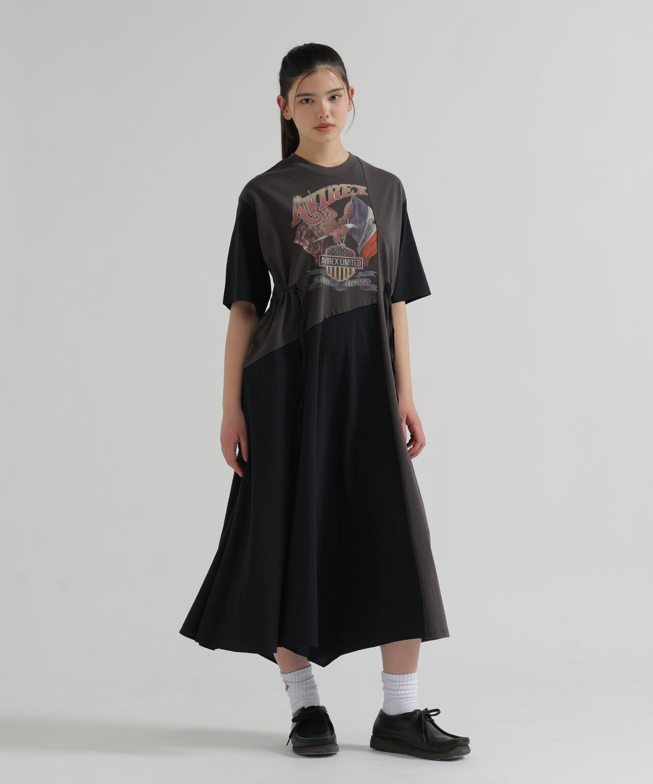 REMAKE‐STYLE DRESS WITH EAGLE PRINT 連衣裙
