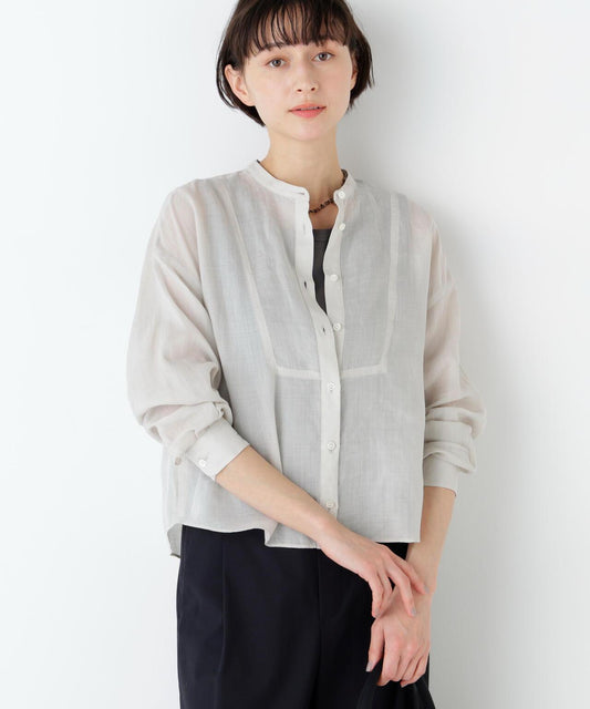 《名品 / 洗える / 4カラー展開》 亞麻前襟設計 襯衫