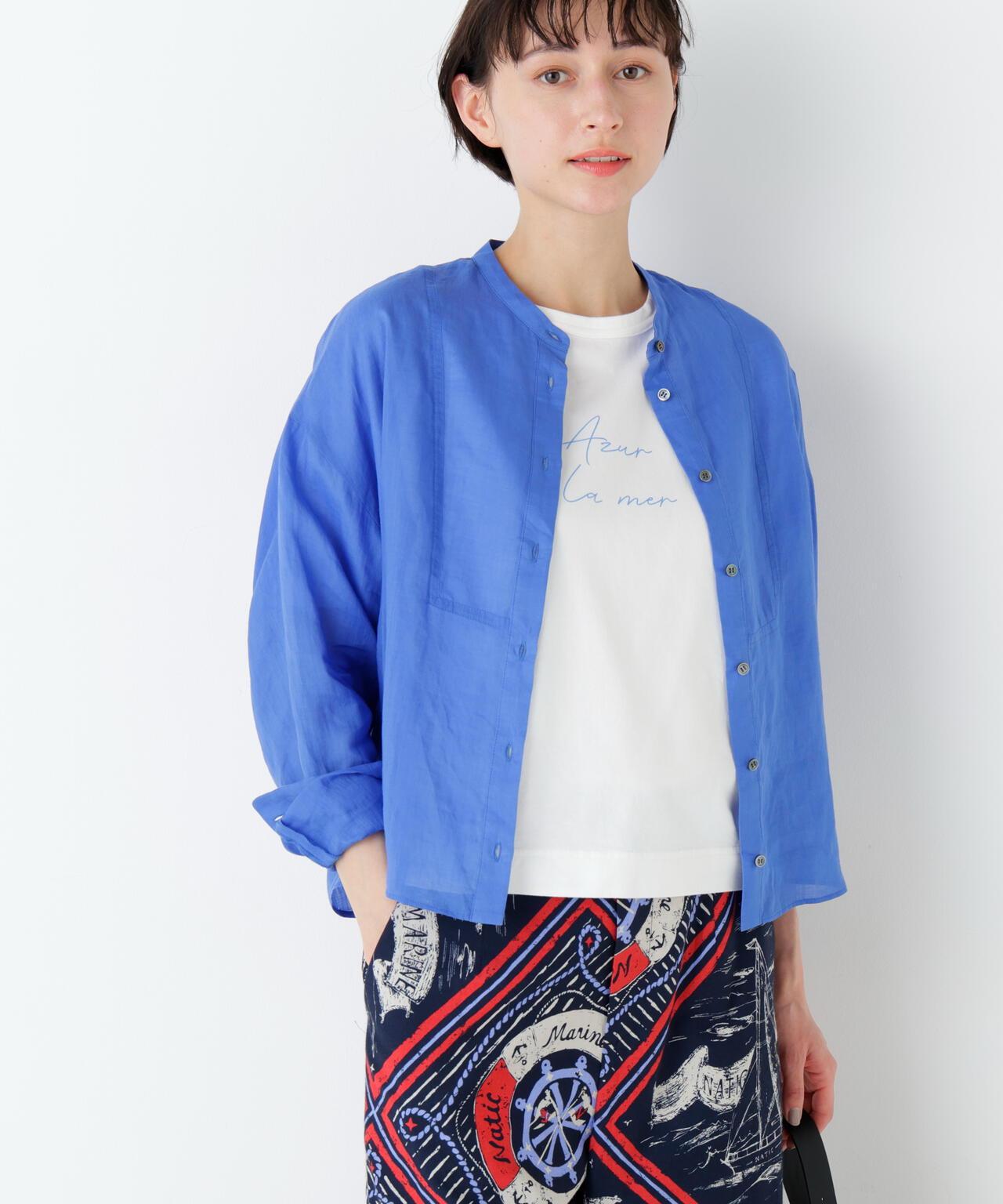 《名品 / 洗える / 4カラー展開》 亞麻前襟設計 襯衫