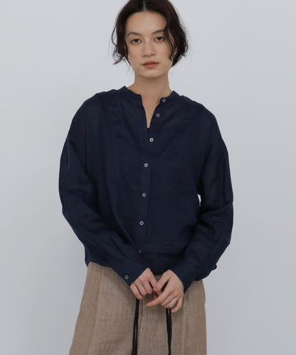 《名品 / 洗える / 4カラー展開》 亞麻前襟設計 襯衫