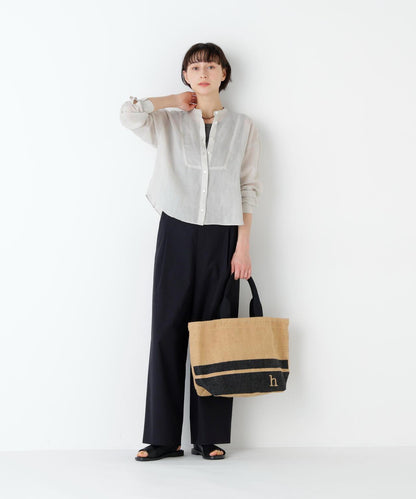 《名品 / 洗える / 4カラー展開》 亞麻前襟設計 襯衫