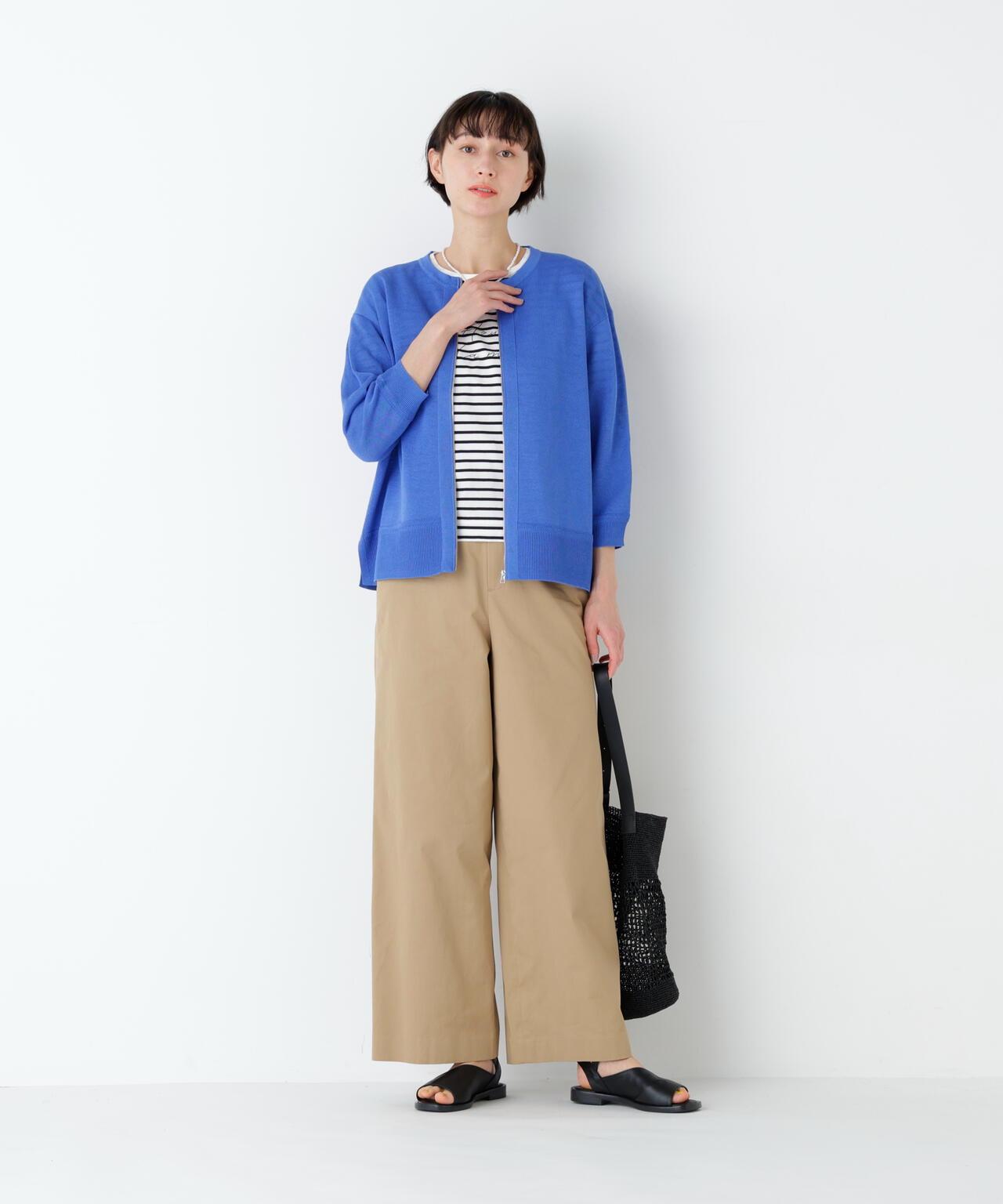 《洗える / マルチサイズ》 輕質斜紋 半闊腿 褲子
