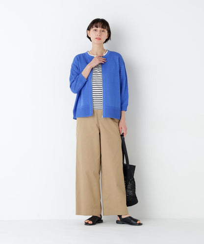 《洗える / マルチサイズ》 輕質斜紋 半闊腿 褲子