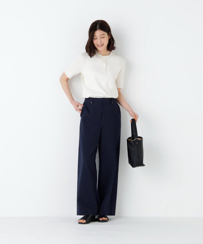《名品 / マルチサイズ》 泡泡紗細條紋 半闊腿褲