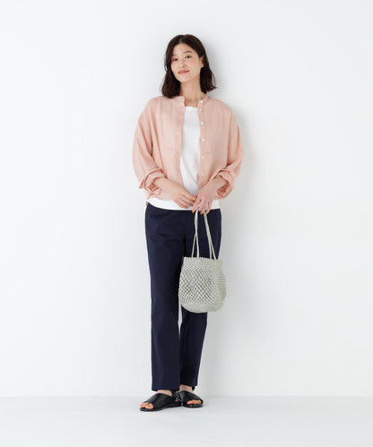 《名品 / 洗える / 4カラー展開》 亞麻前襟設計 襯衫