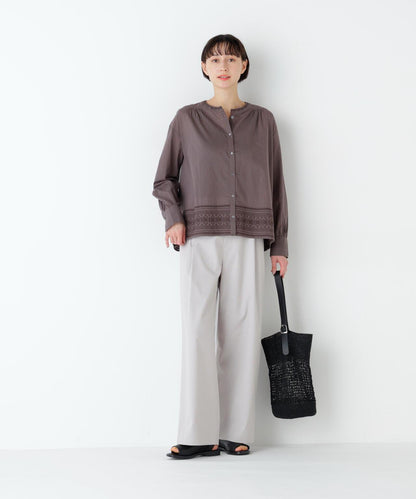 《洗える》 印度刺繡 無領 女式襯衫