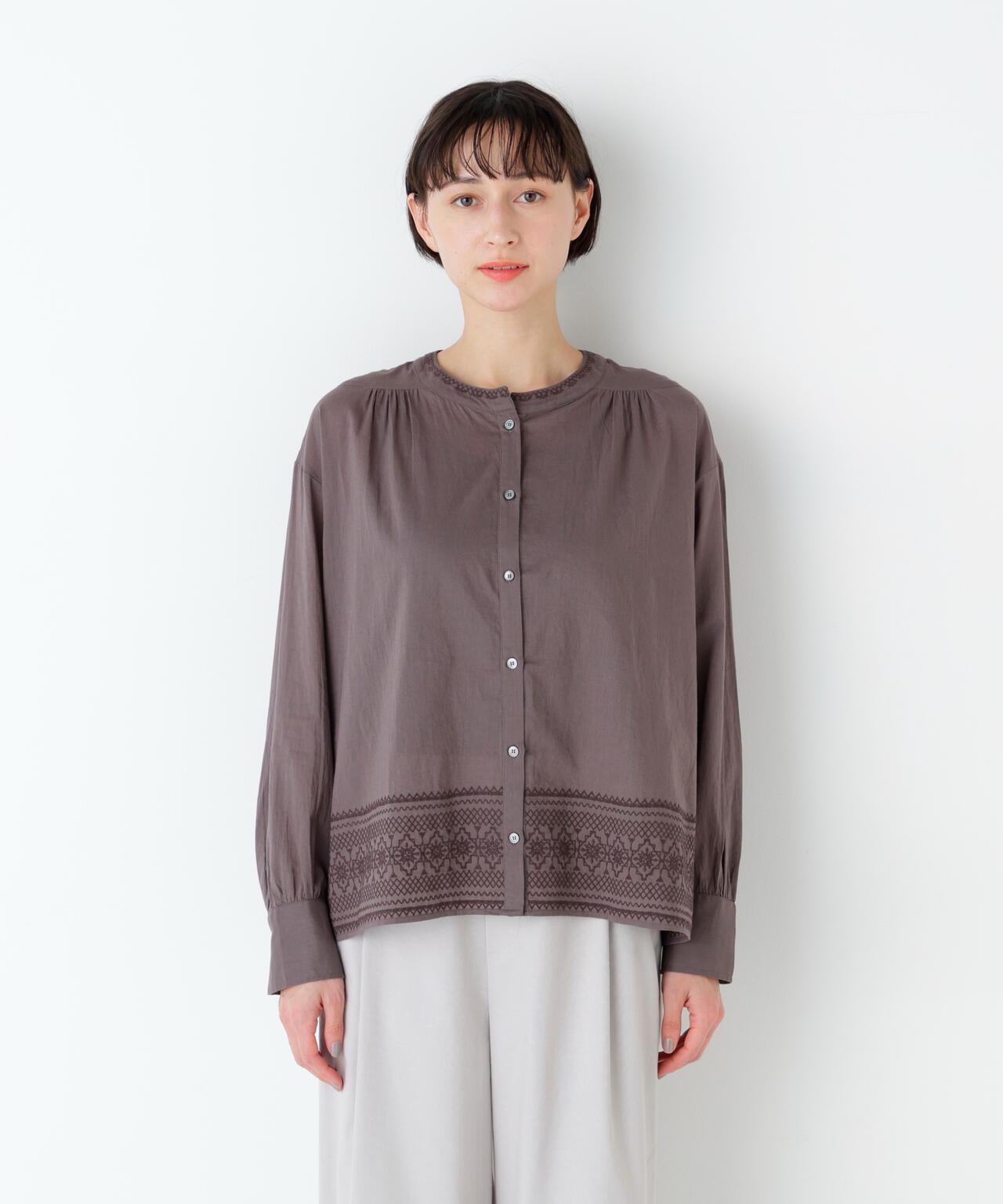 《洗える》 印度刺繡 無領 女式襯衫