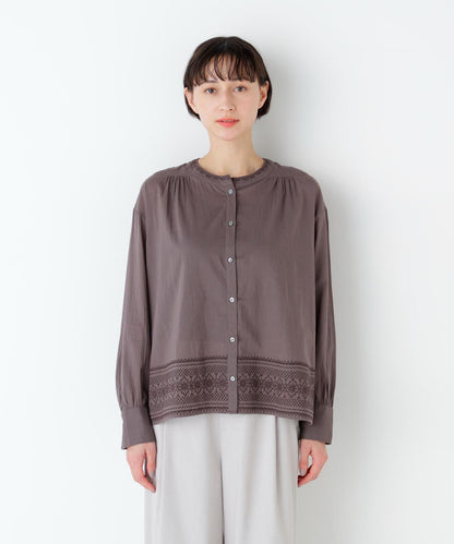 《洗える》 印度刺繡 無領 女式襯衫