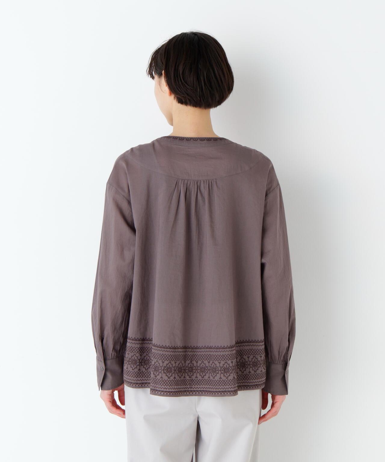 《洗える》 印度刺繡 無領 女式襯衫