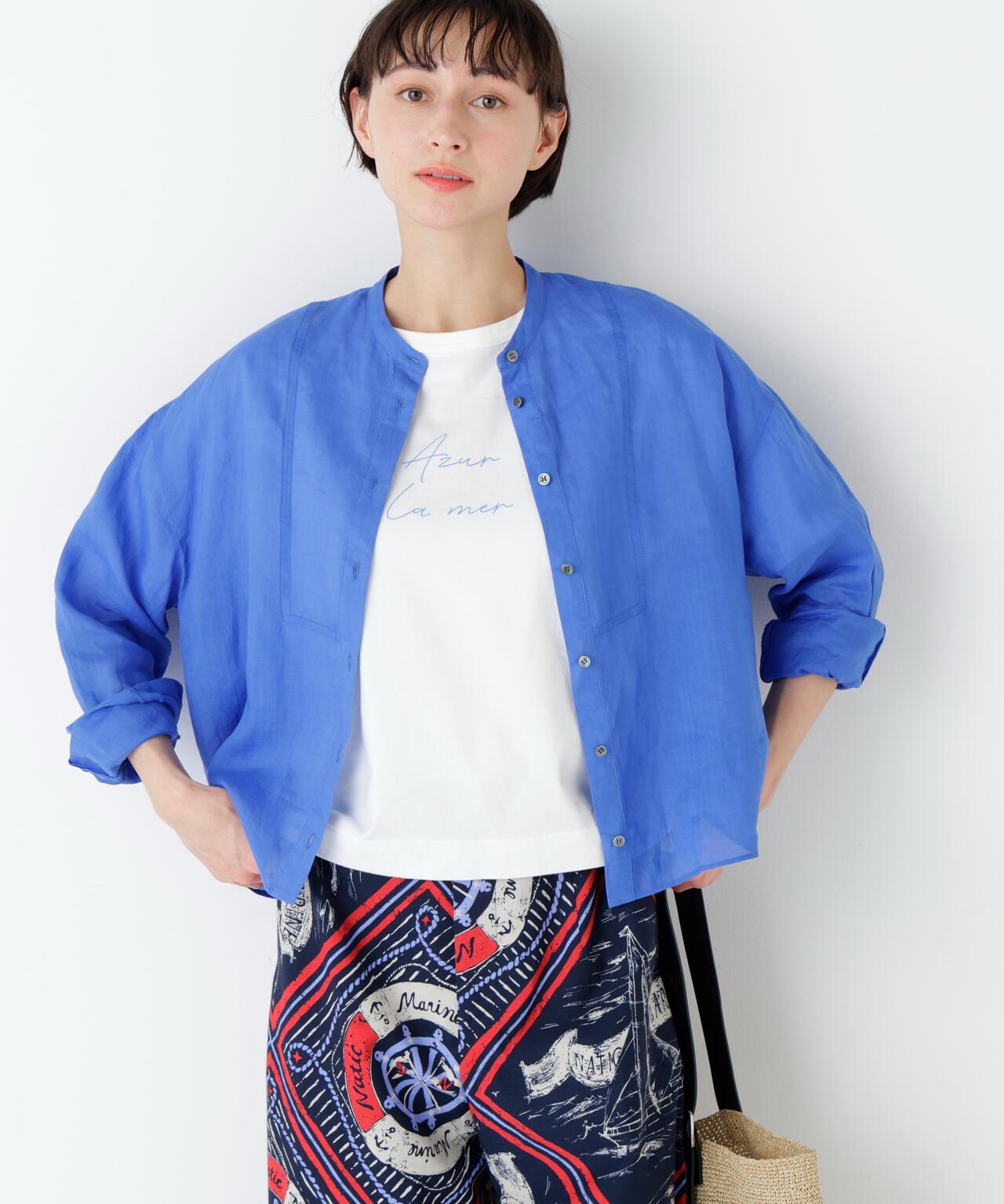 《名品 / 洗える / 4カラー展開》 亞麻前襟設計 襯衫