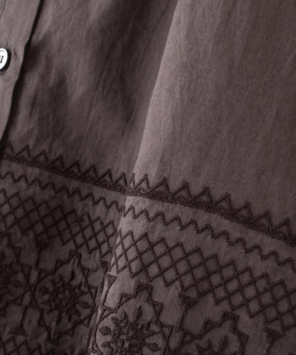 《洗える》 印度刺繡 無領 女式襯衫