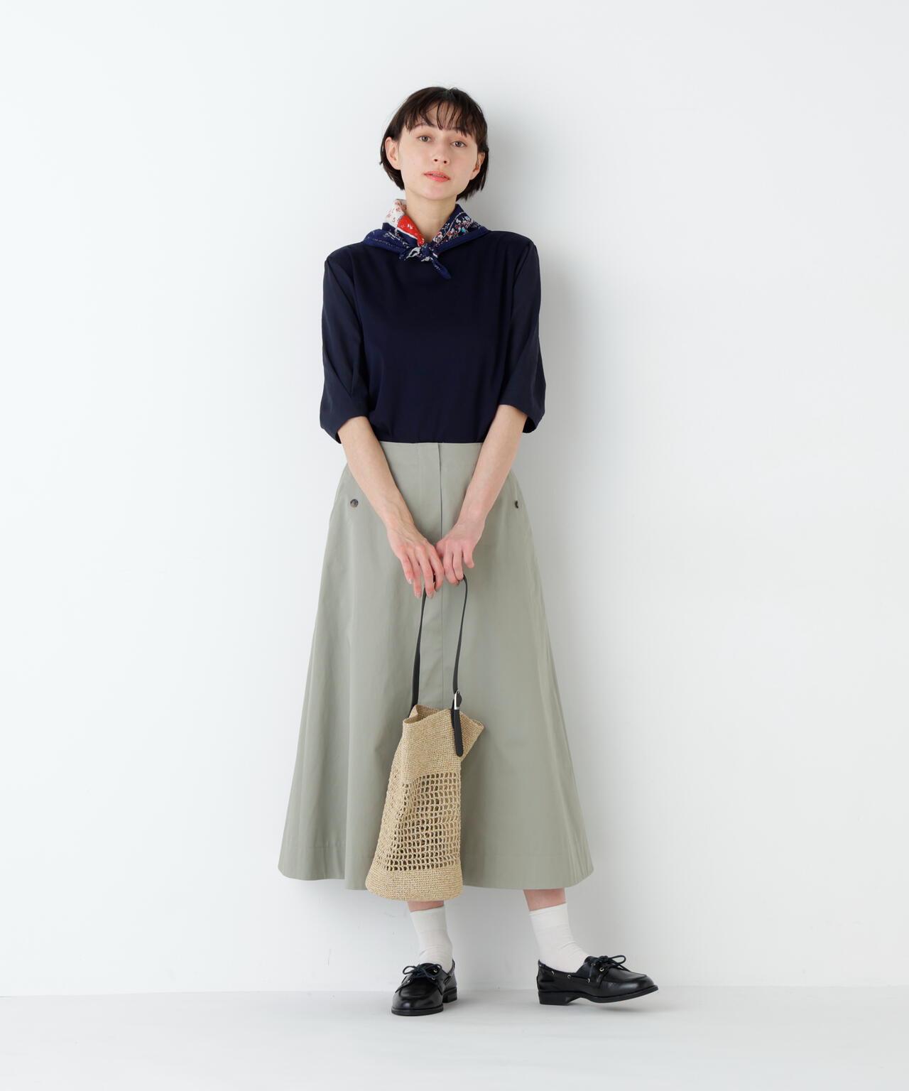 《洗える》布帛拼接針織上衣