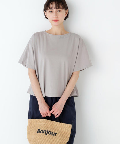 《洗える》 Bonjour刺繡圖案T恤