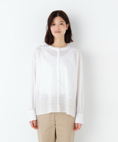 《洗える》 印度刺繡 無領 女式襯衫