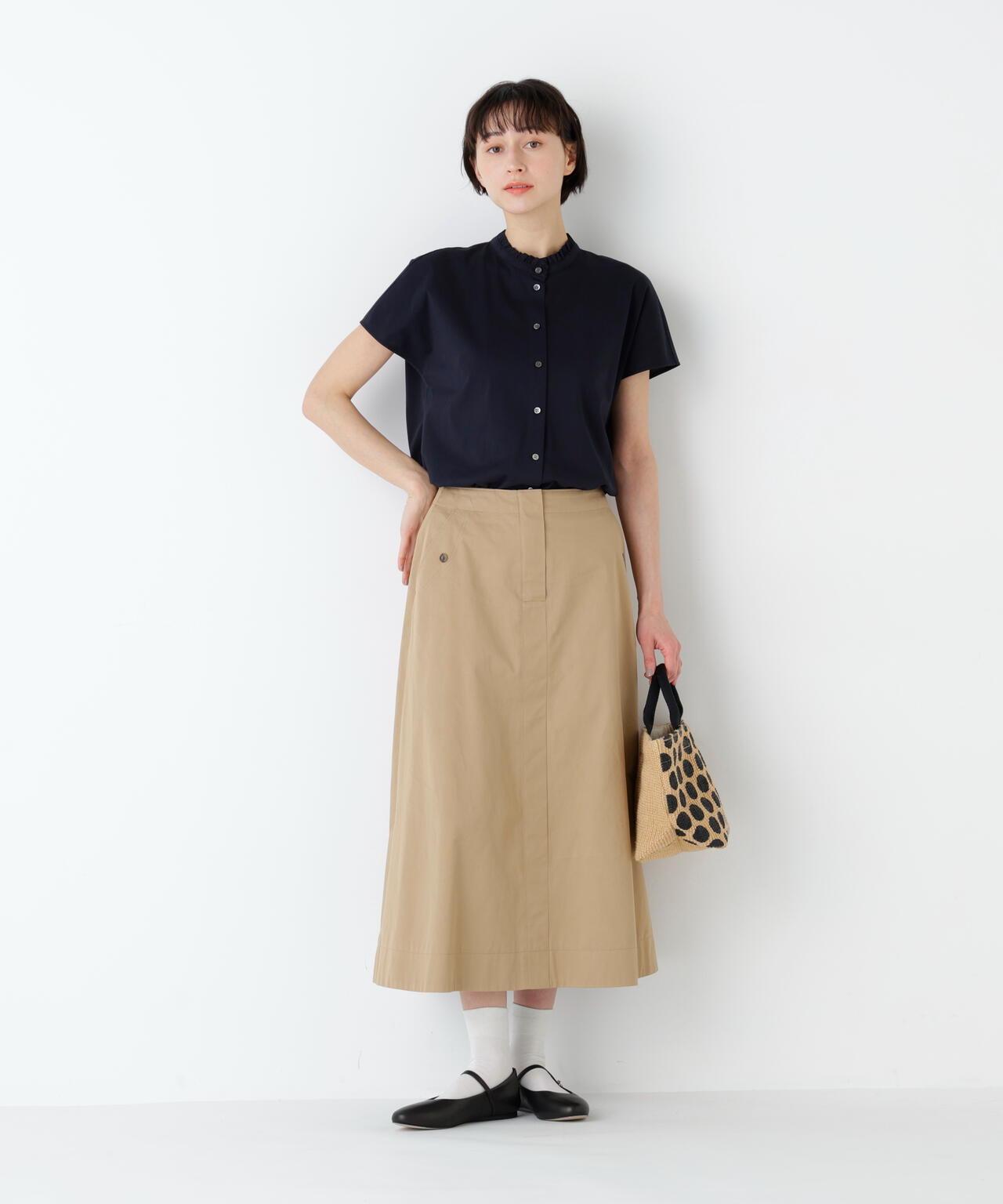《洗える》 輕薄斜紋喇叭半身裙