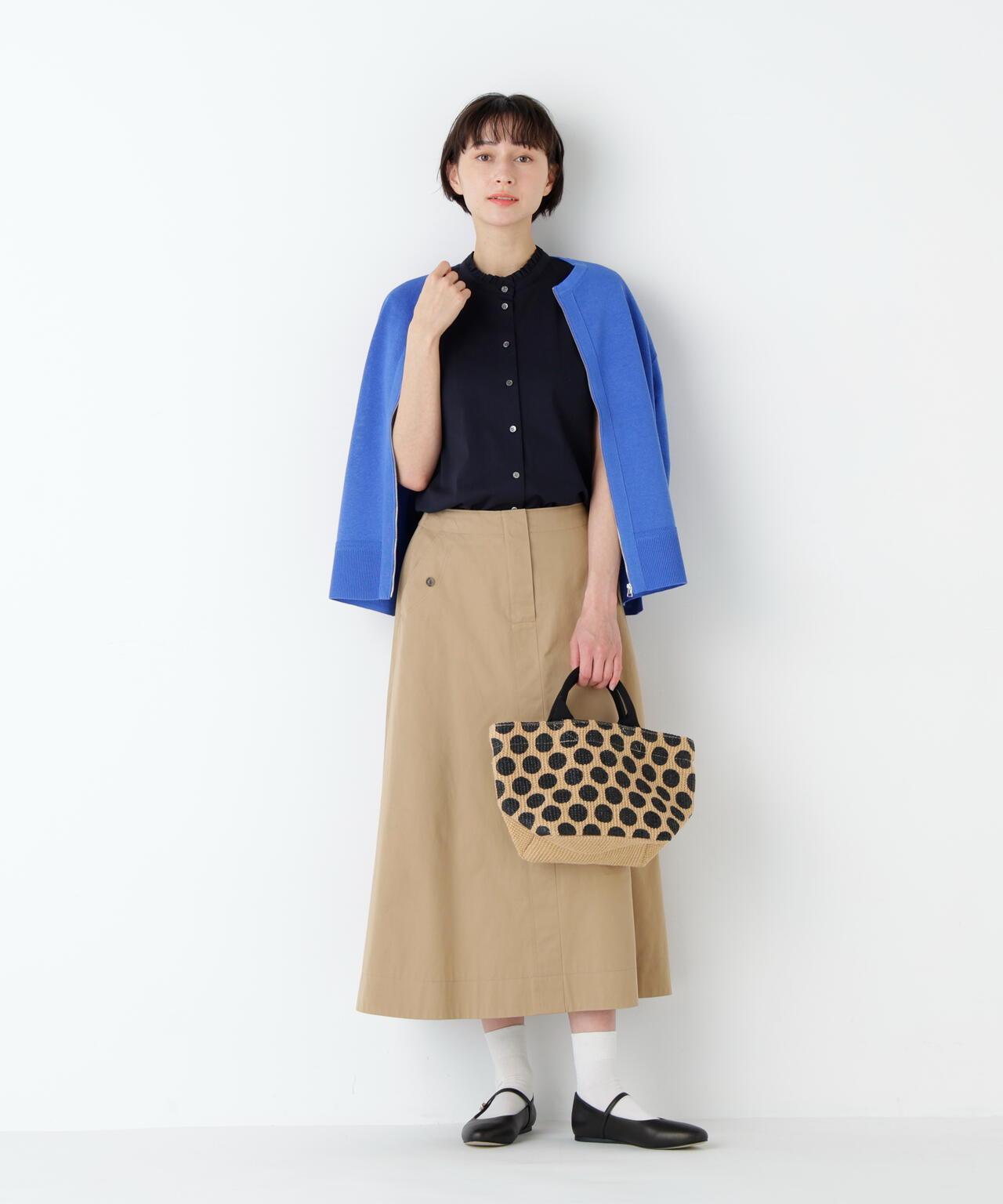 《洗える》 輕薄斜紋喇叭半身裙