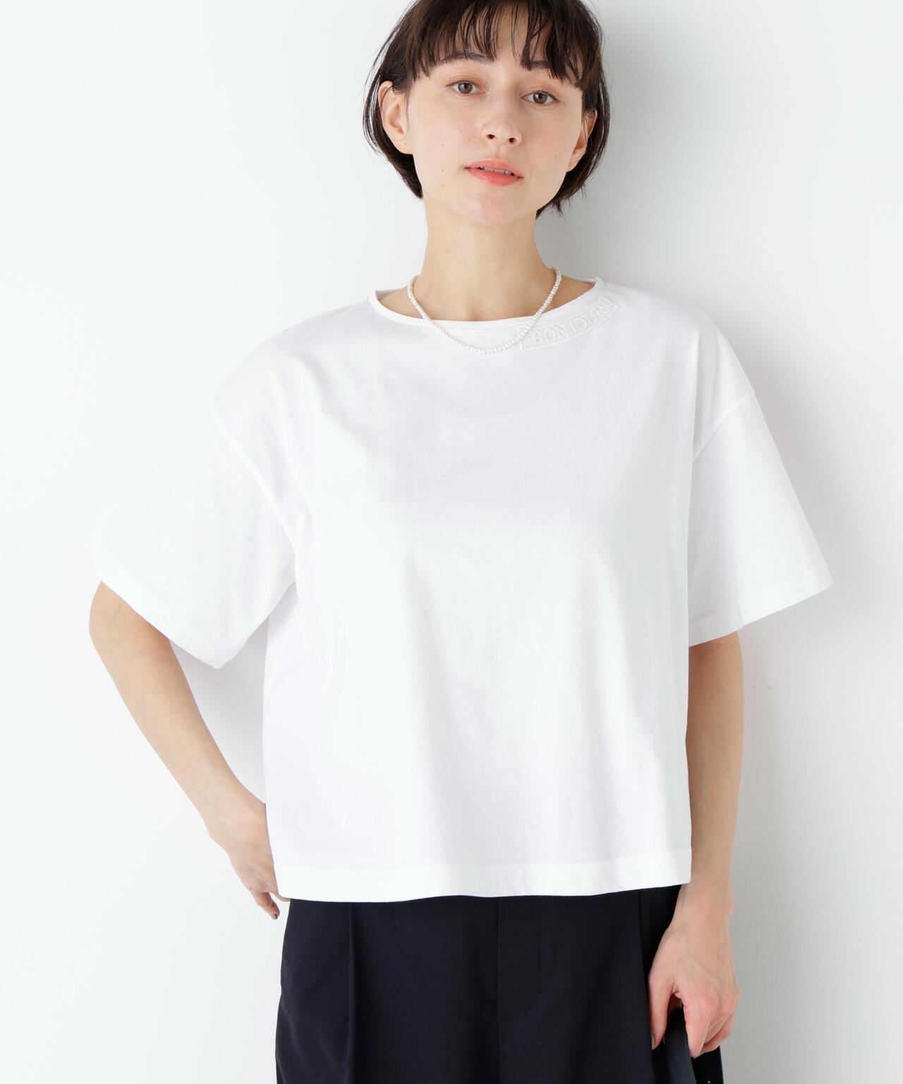 《洗える》 Bonjour刺繡圖案T恤