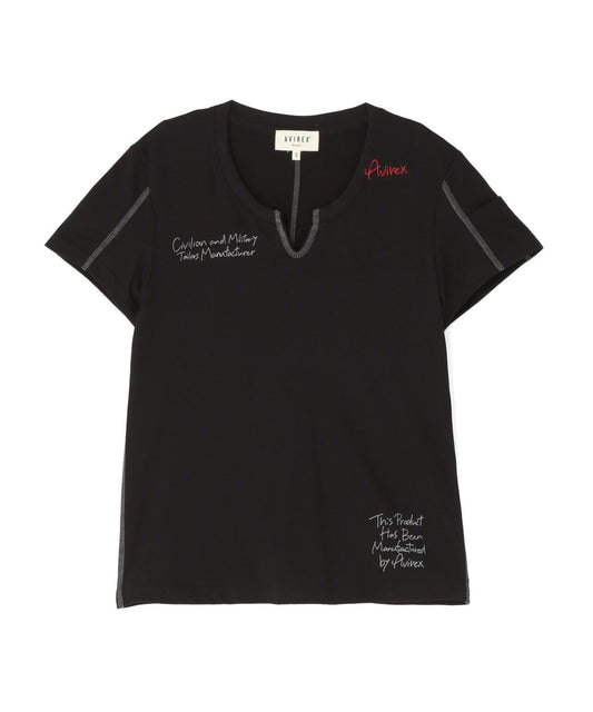 KEY NECK 刺繡 T-SHIRT 短袖T恤（直營店限定）