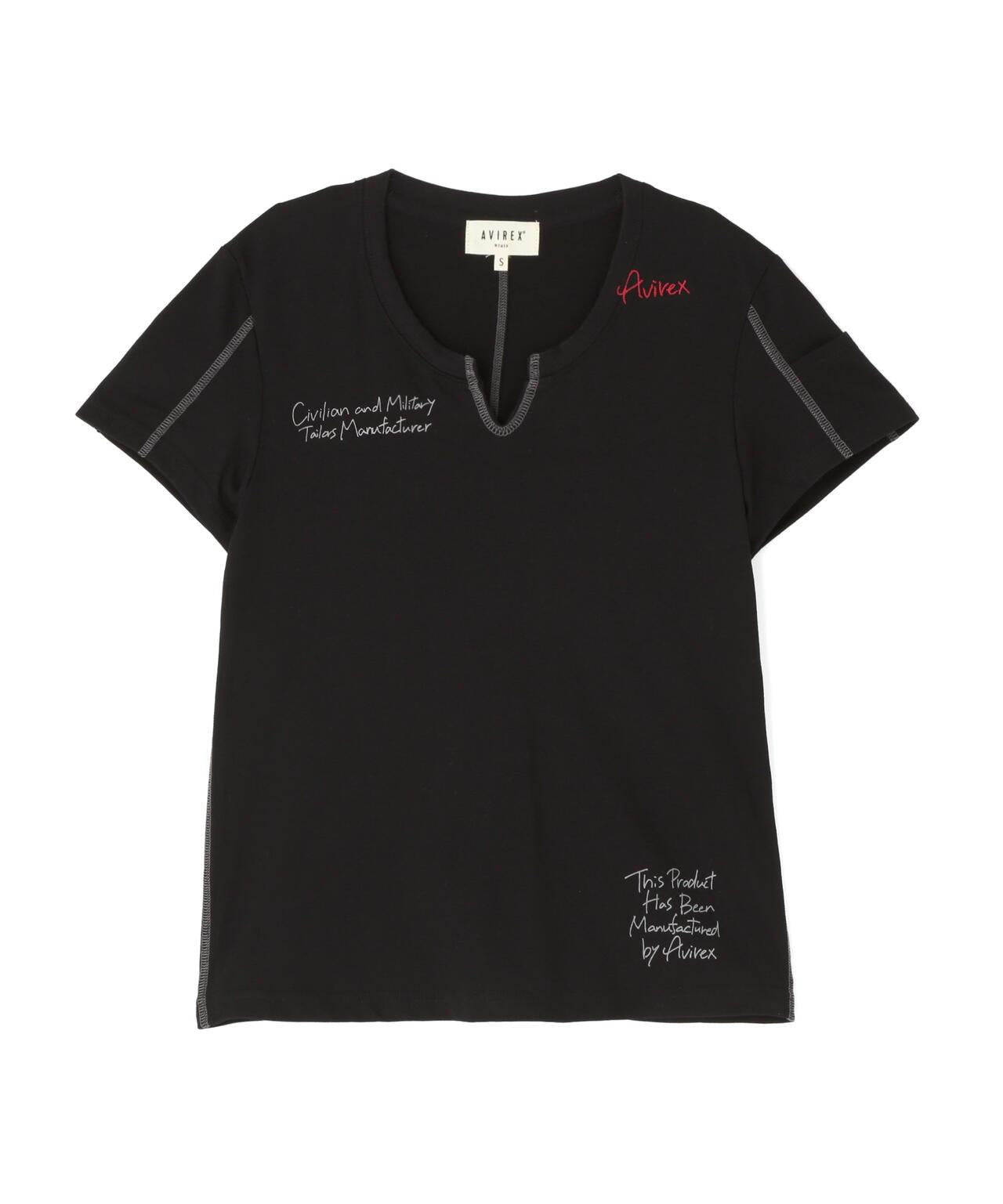 KEY NECK 刺繡 T-SHIRT 短袖T恤（直營店限定）