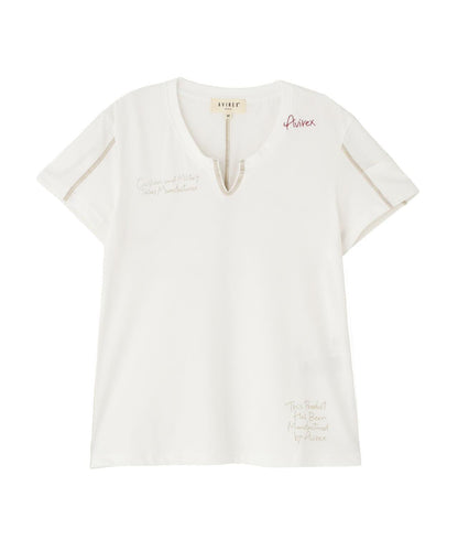 KEY NECK 刺繡 T-SHIRT 短袖T恤（直營店限定）
