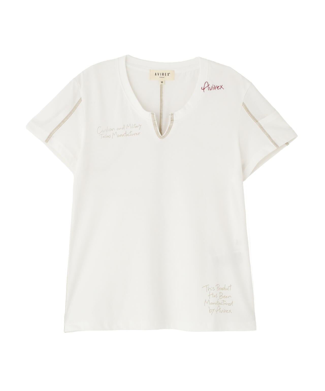 KEY NECK 刺繡 T-SHIRT 短袖T恤（直營店限定）