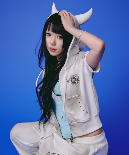 GALFY LHP EXCLUSIVE 地雷系風寬鬆連帽短袖衛衣