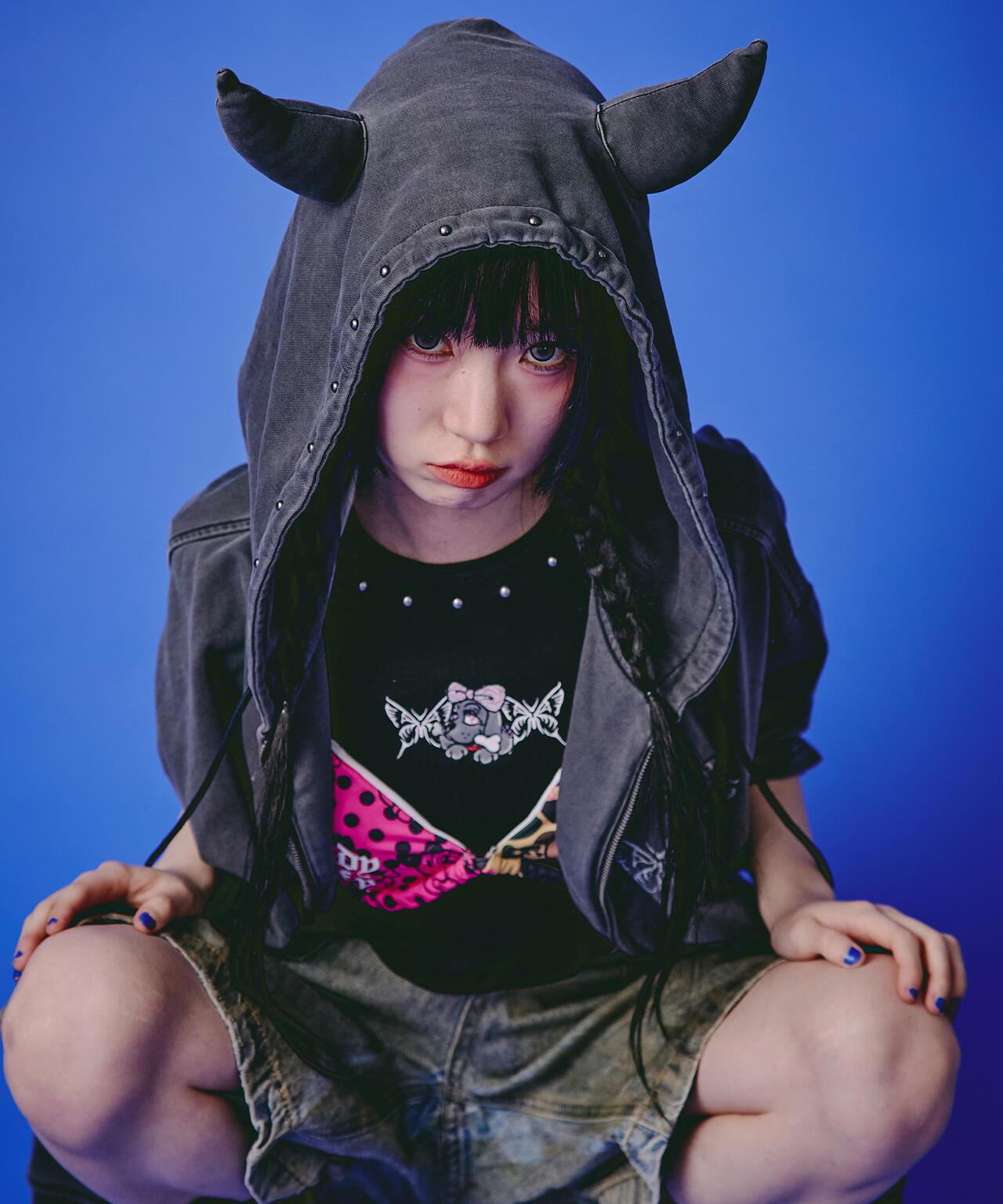 GALFY LHP EXCLUSIVE 地雷系風寬鬆連帽短袖衛衣