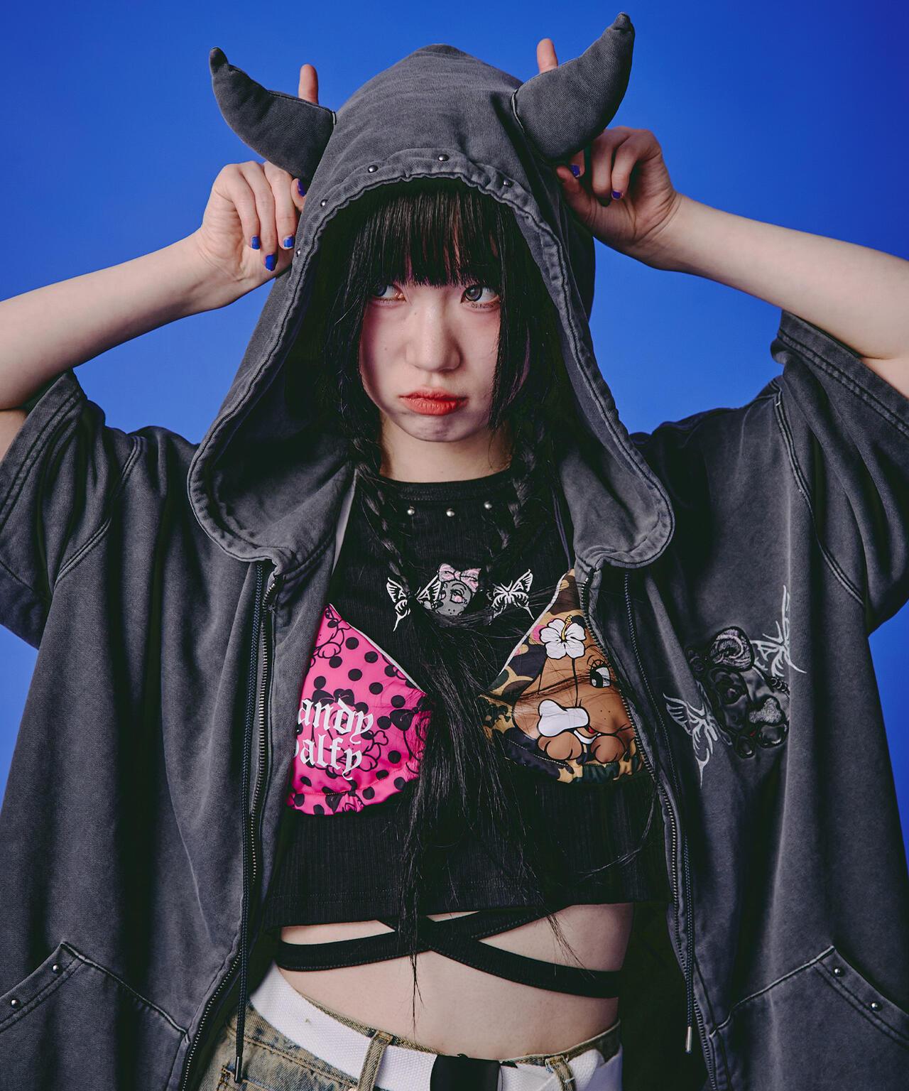 GALFY LHP EXCLUSIVE 地雷系風寬鬆連帽短袖衛衣