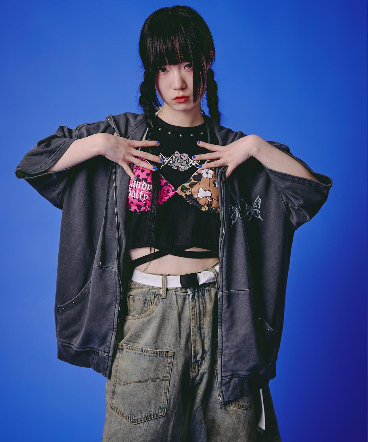 GALFY LHP EXCLUSIVE 地雷系風寬鬆連帽短袖衛衣