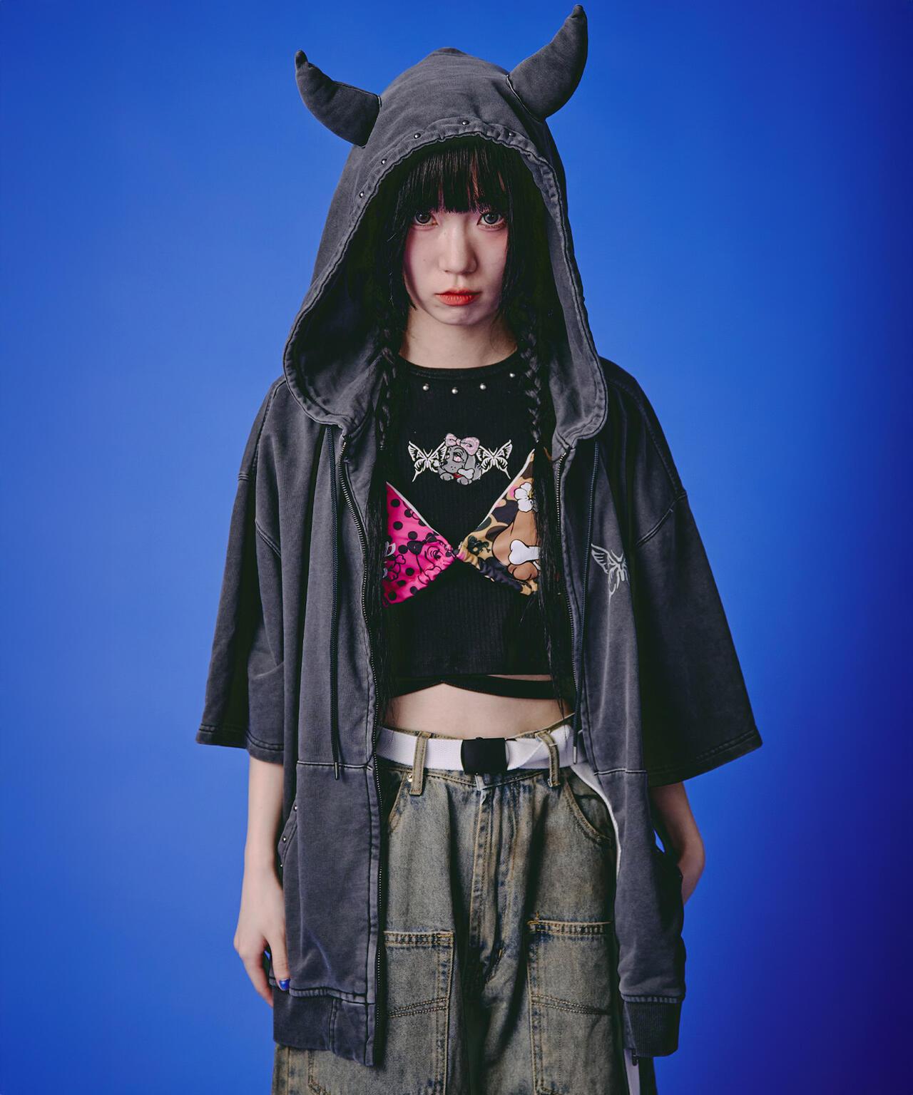 GALFY LHP EXCLUSIVE 地雷系風寬鬆連帽短袖衛衣
