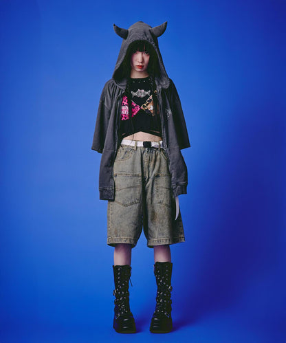 GALFY LHP EXCLUSIVE 地雷系風寬鬆連帽短袖衛衣