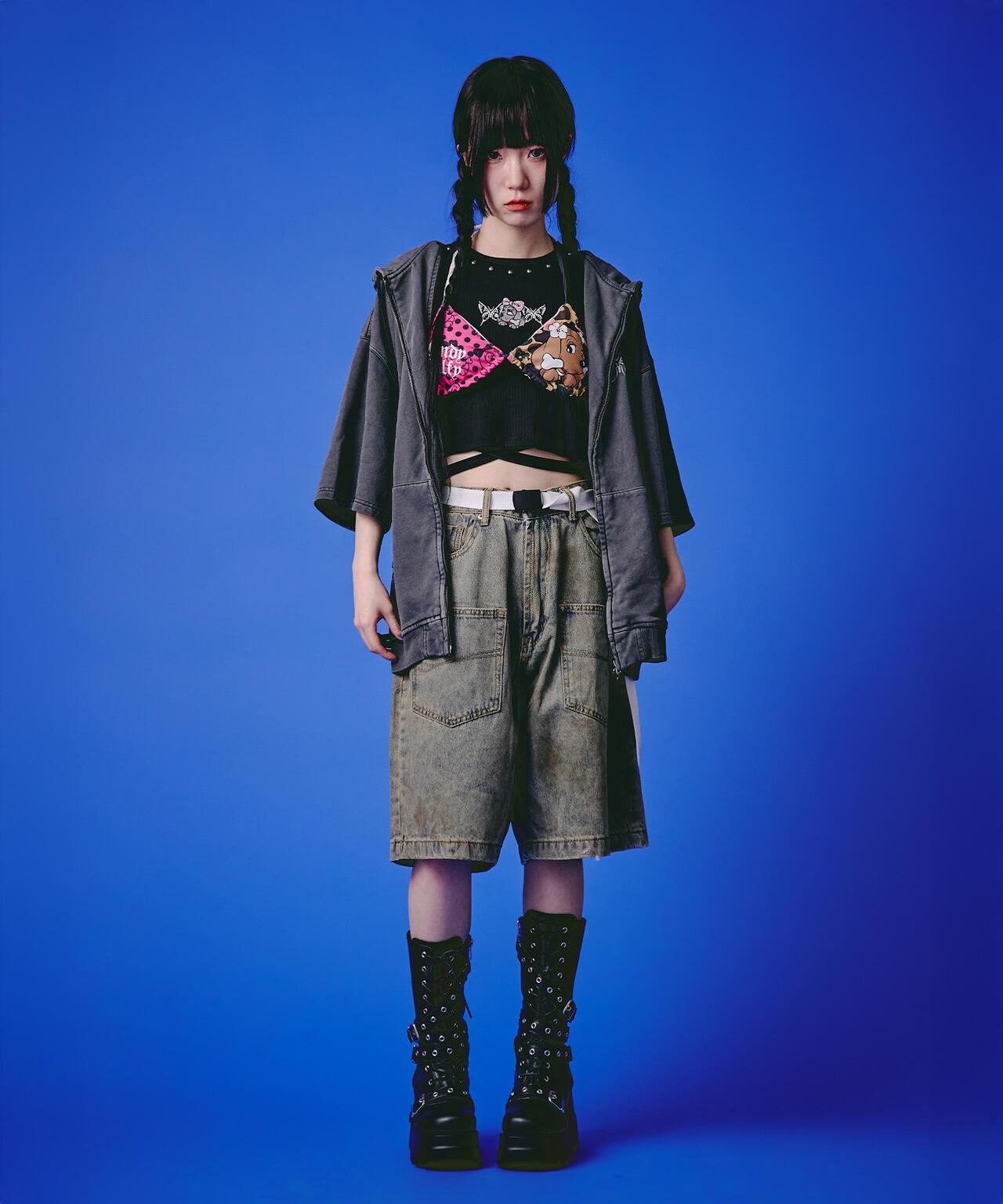 GALFY LHP EXCLUSIVE 地雷系風寬鬆連帽短袖衛衣
