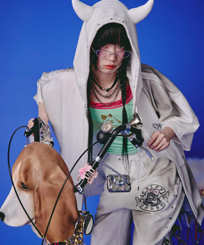 GALFY LHP EXCLUSIVE 地雷系風寬鬆連帽短袖衛衣