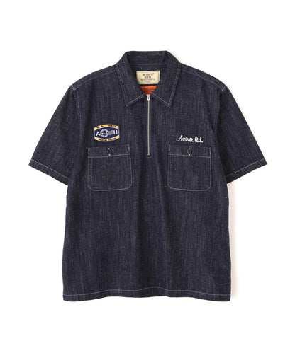 AVIREX × UNIVERSAL OVERALL NAVY POSTAL HALF ZIP SHIRT 半拉鍊襯衫