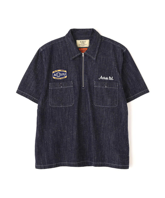 AVIREX × UNIVERSAL OVERALL NAVY POSTAL HALF ZIP SHIRT 半拉鍊襯衫