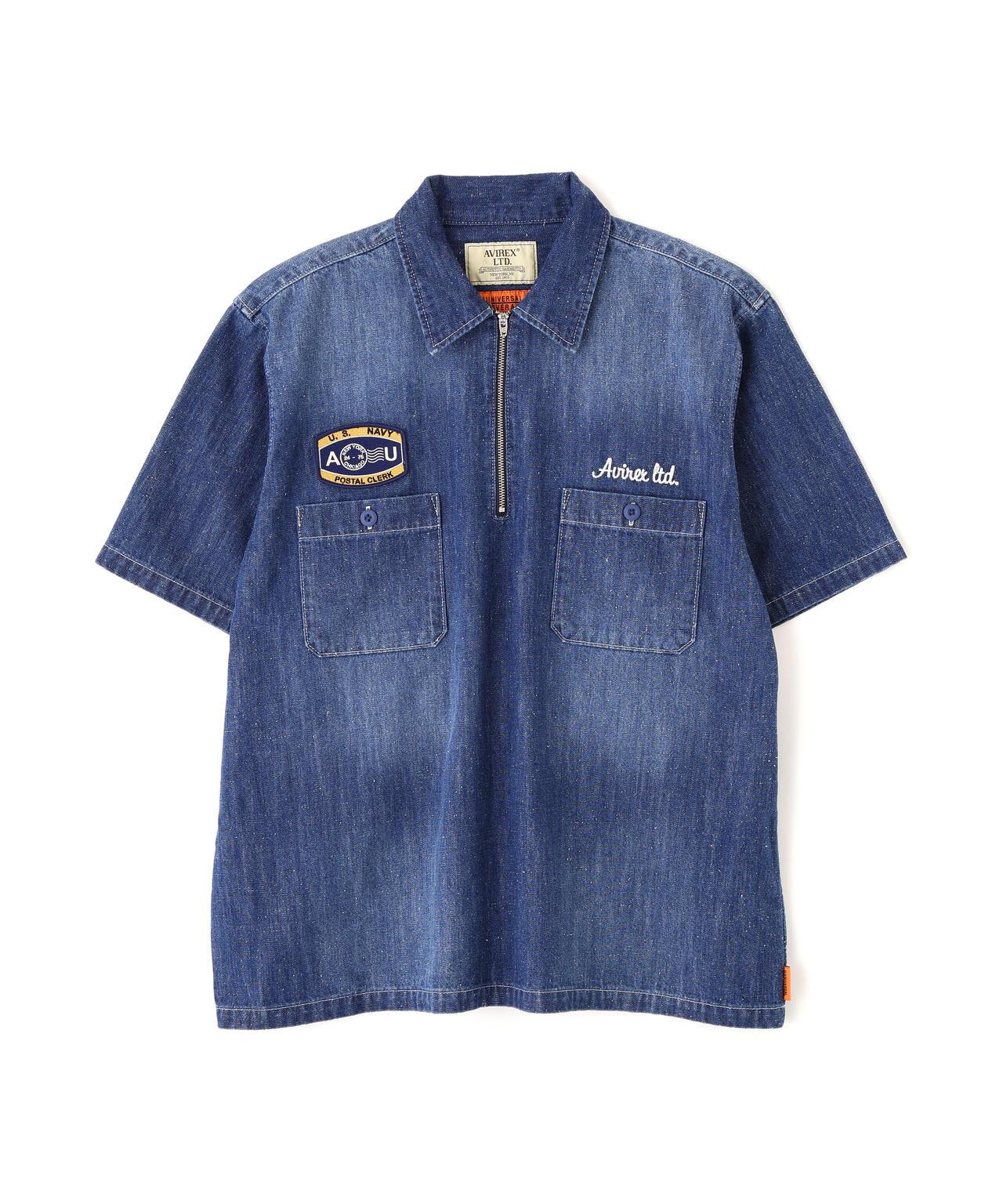 AVIREX × UNIVERSAL OVERALL NAVY POSTAL HALF ZIP SHIRT 半拉鍊襯衫