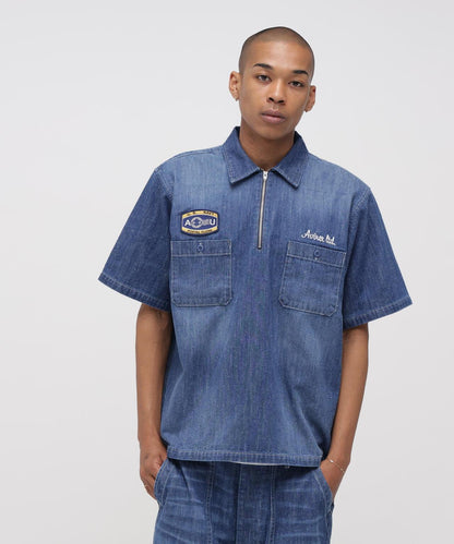 AVIREX × UNIVERSAL OVERALL NAVY POSTAL HALF ZIP SHIRT 半拉鍊襯衫