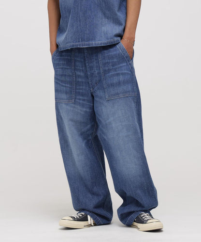 NAVY POSTAL DENIM PANTS 牛仔褲