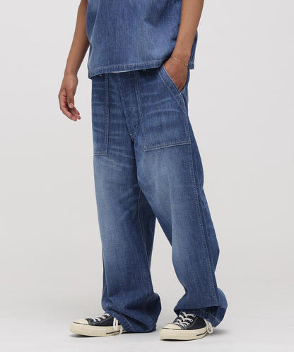 NAVY POSTAL DENIM PANTS 牛仔褲