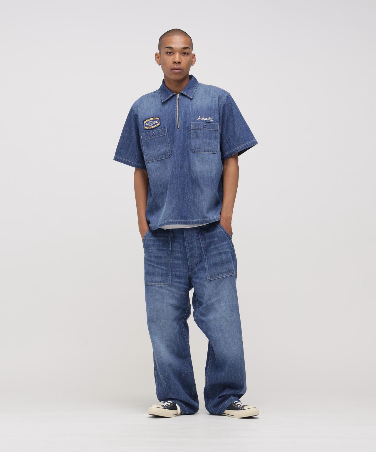 AVIREX × UNIVERSAL OVERALL NAVY POSTAL HALF ZIP SHIRT 半拉鍊襯衫