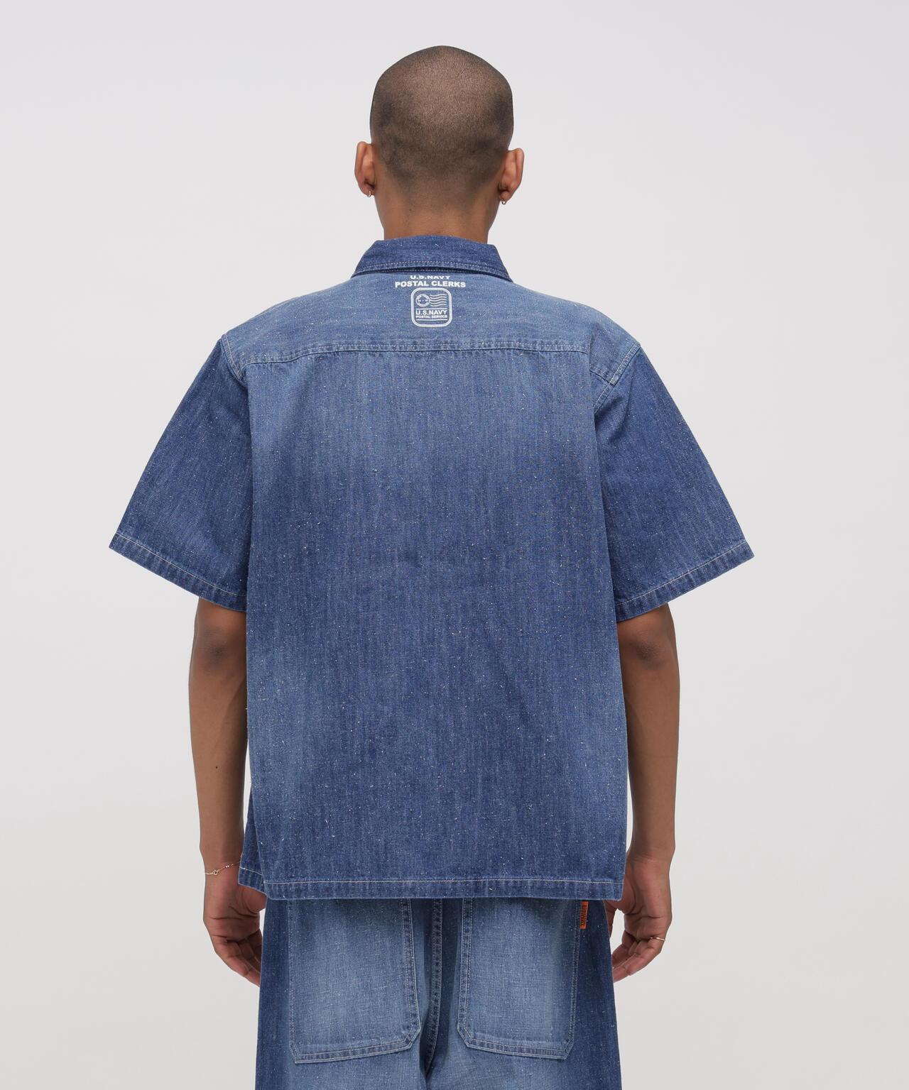 AVIREX × UNIVERSAL OVERALL NAVY POSTAL HALF ZIP SHIRT 半拉鍊襯衫